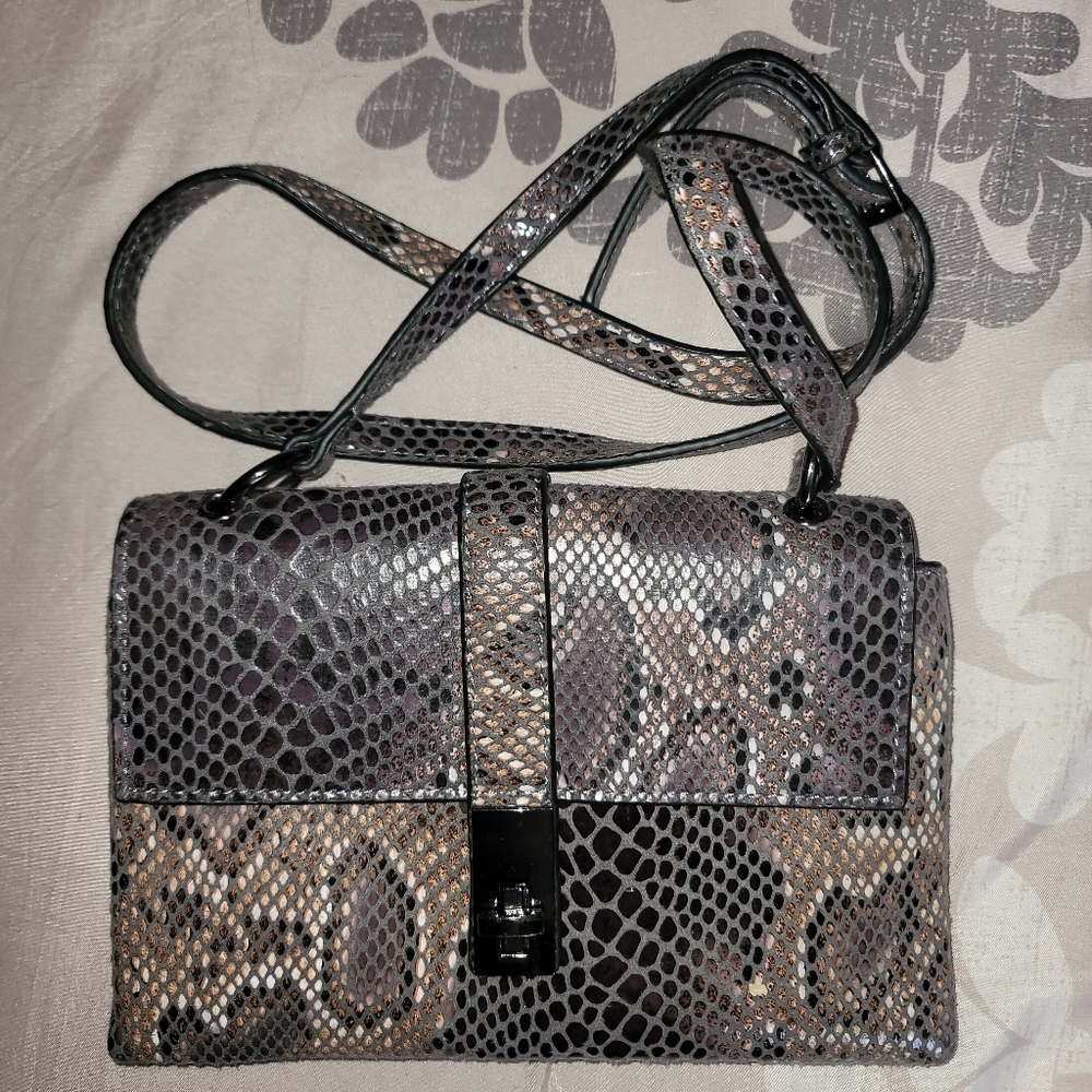 Faux snake crossbody bag